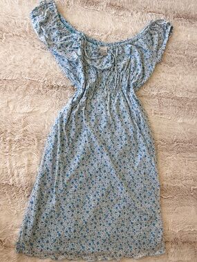 Guess Milkmaid Y2K Vintage Cottagecore Blue Smocked Puff Sleeve Coquette Dress 🪻